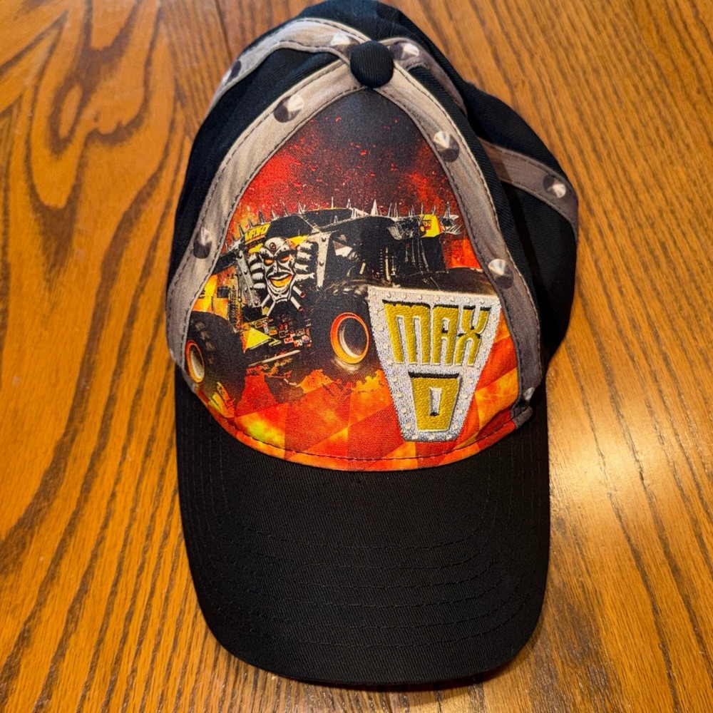 Monster Jam Max-D Maximum Destruction Kids Hat Black Adjustable Baseball Cap